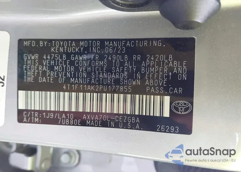 2023 Toyota Camry Xle из США, поврежденный, VIN 4T1F11AK2PU177855